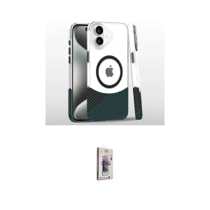 ieg™ iPhone 16 Plus Kılıf İz Asil Prime - Siyah Bilvis 3D Cam Ekran Koruyucu