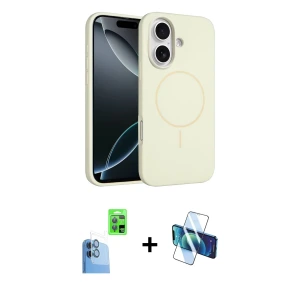 ieg™ iPhone 16 Plus Kılıf Yankı Form Serisi - Siyah 3D Antistatik Seramik Nano Ekran Koruyucu + Raze Metal Kamera Lens - LT