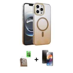 ieg™ iPhone 16 Pro Kılıf Ahenk Doku Özel Seri - Siyah 3D Antistatik Mat Seramik Nano Ekran Koruyucu + Raze Metal Kamera Lens - CLTM
