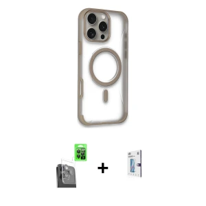 ieg™ iPhone 16 Pro Kılıf Eksen Klasik Koleksiyonu - Siyah Bilvis 0.18mm Plus Cam Ekran Koruyucu + Raze Metal Kamera Lens - SH