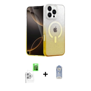 ieg™ iPhone 16 Pro Kılıf Eksen Minimal Özel Seri - Siyah Joko Magic 5D Cam + Raze Metal Kamera Lens - BZ