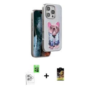 ieg™ iPhone 16 Pro Kılıf İz Minimal Koleksiyonu - Siyah Buffer Cam Ekran Koruyucu + Raze Metal Kamera Lens - BZ