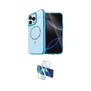 ieg™ iPhone 16 Pro Kılıf Kıvılcım Form Prime - Siyah 3D Antistatik Cam Ekran Koruyucu