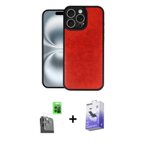 ieg™ iPhone 16 Pro Kılıf Kıvılcım Işık Serisi - Siyah Bilvis 5in1 5D Magic Hayalet Cam Ekran Koruyucu + Raze Metal Kamera Lens - SH