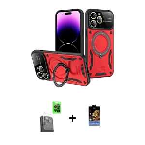 ieg™ iPhone 16 Pro Kılıf Kıvılcım Modern Serisi - Siyah Buffer Hayalet Cam Ekran Koruyucu + Raze Metal Kamera Lens - SH
