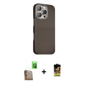 ieg™ iPhone 16 Pro Kılıf Kozmos Klasik Prime - Siyah Buffer Cam Ekran Koruyucu + Raze Metal Kamera Lens - CLTM