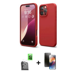ieg™ iPhone 16 Pro Kılıf Kozmos Yansıma Özel Seri - Siyah 3D Antistatik Mat Seramik Nano Ekran Koruyucu + Raze Metal Kamera Lens - SH