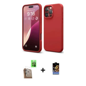 ieg™ iPhone 16 Pro Kılıf Kozmos Yansıma Özel Seri - Siyah Buffer Hayalet Cam Ekran Koruyucu + Raze Metal Kamera Lens - CLTM