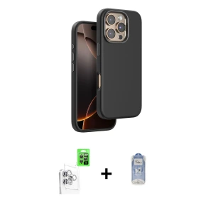 ieg™ iPhone 16 Pro Kılıf Kutup Modern - Siyah Joko Magic 5D Cam + Raze Metal Kamera Lens - BZ