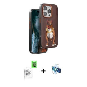 ieg™ iPhone 16 Pro Kılıf Nova Form Koleksiyonu - Siyah 3D Antistatik Seramik Nano Ekran Koruyucu + Raze Metal Kamera Lens - BZ