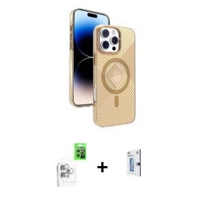 ieg™ iPhone 16 Pro Kılıf Nova Modern Prime - Siyah Bilvis 0.18mm Plus Cam Ekran Koruyucu + Raze Metal Kamera Lens - BZ