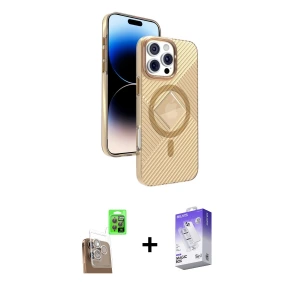 ieg™ iPhone 16 Pro Kılıf Nova Modern Prime - Siyah Bilvis 5in1 3D Magic Cam Ekran Koruyucu + Raze Metal Kamera Lens - CLTM