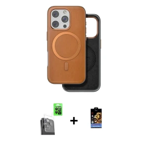 ieg™ iPhone 16 Pro Kılıf Pusula Işık Koleksiyonu - Siyah Buffer Hayalet Cam Ekran Koruyucu + Raze Metal Kamera Lens - SH