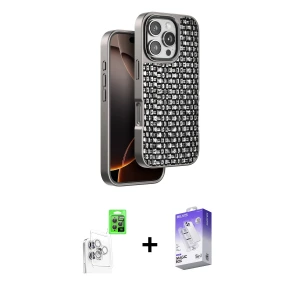 ieg™ iPhone 16 Pro Kılıf Siluet Form Serisi - Siyah Bilvis 5in1 3D Magic Cam Ekran Koruyucu + Raze Metal Kamera Lens - BZ