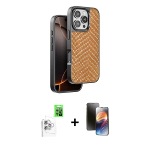 ieg™ iPhone 16 Pro Kılıf Vadi Özel Seri - Siyah 3D Antistatik Mat Seramik Nano Ekran Koruyucu + Raze Metal Kamera Lens - BZ