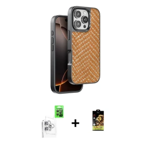 ieg™ iPhone 16 Pro Kılıf Vadi Özel Seri - Siyah Buffer Cam Ekran Koruyucu + Raze Metal Kamera Lens - BZ