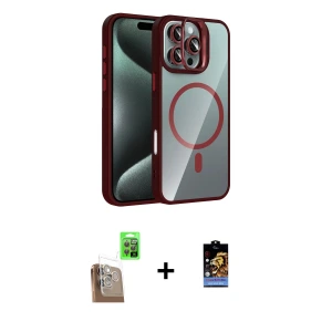 ieg™ iPhone 16 Pro Kılıf Yadigar Asil Koleksiyonu - Siyah Buffer Hayalet Cam Ekran Koruyucu + Raze Metal Kamera Lens - CLTM