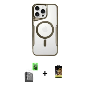 ieg™ iPhone 16 Pro Kılıf Yadigar Klasik Özel Seri - Siyah Buffer Cam Ekran Koruyucu + Raze Metal Kamera Lens - SH