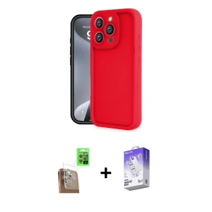 ieg™ iPhone 16 Pro Kılıf Yankı Yansıma Özel Seri - Siyah Bilvis 5in1 3D Magic Cam Ekran Koruyucu + Raze Metal Kamera Lens - CLTM