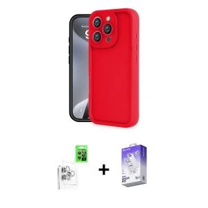 ieg™ iPhone 16 Pro Kılıf Yankı Yansıma Özel Seri - Siyah Bilvis 5in1 3D Magic Cam Ekran Koruyucu + Raze Metal Kamera Lens - BZ