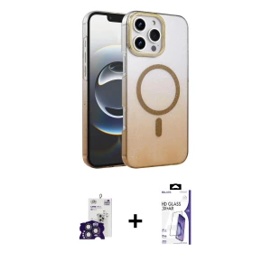 ieg™ iPhone 16 Pro Max Kılıf Ahenk Doku Özel Seri - Siyah Bilvis 3X AR HD Cam Ekran Koruyucu + Bilvis Titan Kamera Lens - TMGI