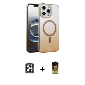 ieg™ iPhone 16 Pro Max Kılıf Ahenk Doku Özel Seri - Siyah Buffer Cam Ekran Koruyucu + PVD Metal Kamera Lens - SH