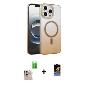ieg™ iPhone 16 Pro Max Kılıf Ahenk Doku Özel Seri - Siyah Buffer Hayalet Cam Ekran Koruyucu + Raze Metal Kamera Lens - NLGY