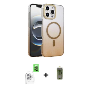 ieg™ iPhone 16 Pro Max Kılıf Ahenk Doku Özel Seri - Siyah Joko Magic 5D Hayalet Cam + Raze Metal Kamera Lens - BZ