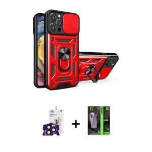 ieg™ iPhone 16 Pro Max Kılıf Ahenk Klasik - Şeffaf 360 Full Body Arka Koruyucu + Bilvis Titan Kamera Lens - SH