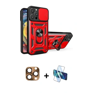 ieg™ iPhone 16 Pro Max Kılıf Ahenk Klasik - Siyah 3D Antistatik Seramik Nano Ekran Koruyucu + Pers Alüminyum Kamera Lens - CLTM