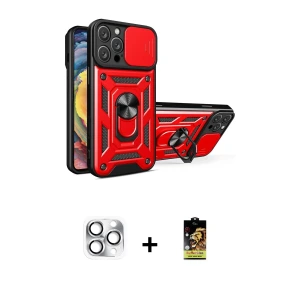 ieg™ iPhone 16 Pro Max Kılıf Ahenk Klasik - Siyah Buffer Cam Ekran Koruyucu + Pers Alüminyum Kamera Lens - GS