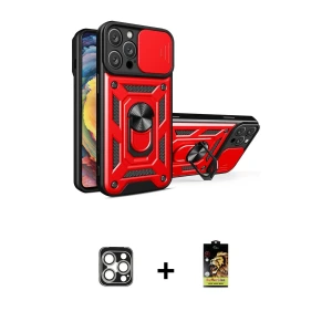 ieg™ iPhone 16 Pro Max Kılıf Ahenk Klasik - Siyah Buffer Cam Ekran Koruyucu + PVD Metal Kamera Lens - GS