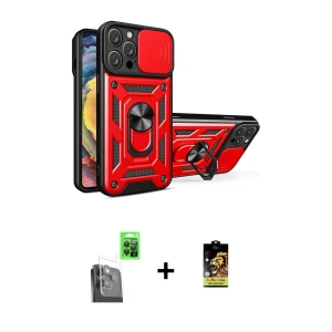 ieg™ iPhone 16 Pro Max Kılıf Ahenk Klasik - Siyah Buffer Cam Ekran Koruyucu + Raze Metal Kamera Lens - SH