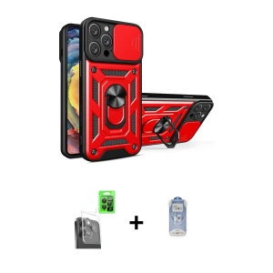 ieg™ iPhone 16 Pro Max Kılıf Ahenk Klasik - Siyah Joko Magic 5D Cam + Raze Metal Kamera Lens - SH