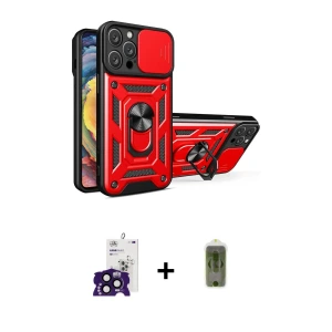 ieg™ iPhone 16 Pro Max Kılıf Ahenk Klasik - Siyah Joko Magic 5D Hayalet Cam + Bilvis Titan Kamera Lens - SH