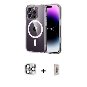 ieg™ iPhone 16 Pro Max Kılıf Ahenk Minimal Serisi - Siyah Bilvis 3D Cam Ekran Koruyucu + Pers Alüminyum Kamera Lens - GI