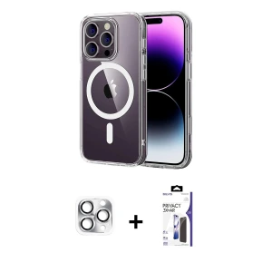 ieg™ iPhone 16 Pro Max Kılıf Ahenk Minimal Serisi - Siyah Bilvis 3X AR Hayalet Cam Ekran Koruyucu + Pers Alüminyum Kamera Lens - GS