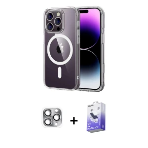 ieg™ iPhone 16 Pro Max Kılıf Ahenk Minimal Serisi - Siyah Bilvis 5in1 5D Magic Hayalet Cam Ekran Koruyucu + Pers Alüminyum Kamera Lens - GI