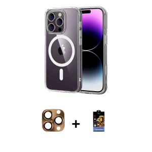 ieg™ iPhone 16 Pro Max Kılıf Ahenk Minimal Serisi - Siyah Buffer Hayalet Cam Ekran Koruyucu + Pers Alüminyum Kamera Lens - CLTM