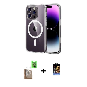 ieg™ iPhone 16 Pro Max Kılıf Ahenk Minimal Serisi - Siyah Buffer Hayalet Cam Ekran Koruyucu + Raze Metal Kamera Lens - CLTM
