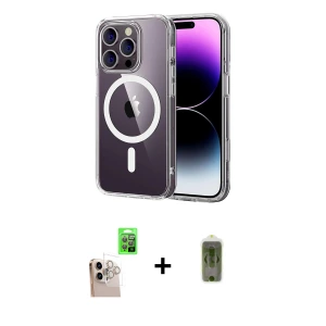 ieg™ iPhone 16 Pro Max Kılıf Ahenk Minimal Serisi - Siyah Joko Magic 5D Hayalet Cam + Raze Metal Kamera Lens - NLGY
