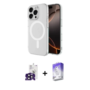 ieg™ iPhone 16 Pro Max Kılıf Ahenk Yansıma Prime - Siyah Bilvis 5in1 3D Magic Cam Ekran Koruyucu + Bilvis Titan Kamera Lens - SH