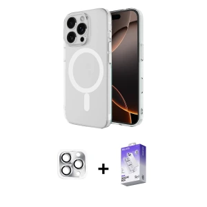 ieg™ iPhone 16 Pro Max Kılıf Ahenk Yansıma Prime - Siyah Bilvis 5in1 3D Magic Cam Ekran Koruyucu + Pers Alüminyum Kamera Lens - GS