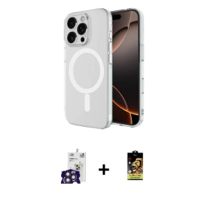 ieg™ iPhone 16 Pro Max Kılıf Ahenk Yansıma Prime - Siyah Buffer Cam Ekran Koruyucu + Bilvis Titan Kamera Lens - TMGI