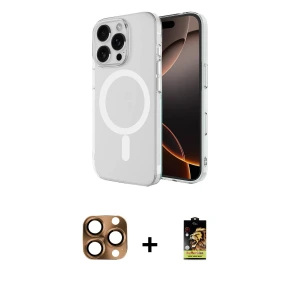 ieg™ iPhone 16 Pro Max Kılıf Ahenk Yansıma Prime - Siyah Buffer Cam Ekran Koruyucu + Pers Alüminyum Kamera Lens - CLTM