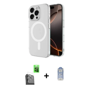 ieg™ iPhone 16 Pro Max Kılıf Ahenk Yansıma Prime - Siyah Joko Magic 5D Cam + Raze Metal Kamera Lens - SH