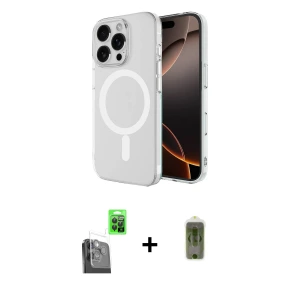 ieg™ iPhone 16 Pro Max Kılıf Ahenk Yansıma Prime - Siyah Joko Magic 5D Hayalet Cam + Raze Metal Kamera Lens - SH