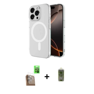 ieg™ iPhone 16 Pro Max Kılıf Ahenk Yansıma Prime - Siyah Joko Magic 5D Hayalet Cam + Raze Metal Kamera Lens - CLTM