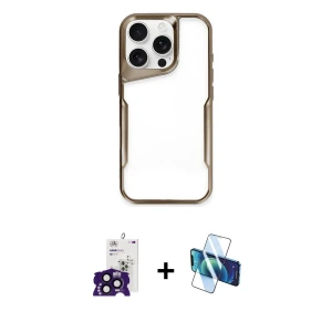 ieg™ iPhone 16 Pro Max Kılıf Akış Çizgi Koleksiyonu - Siyah 3D Antistatik Seramik Nano Ekran Koruyucu + Bilvis Titan Kamera Lens - SH