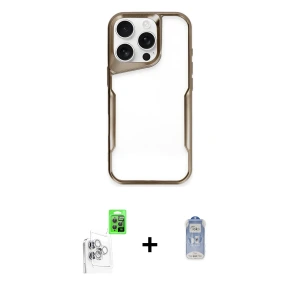 ieg™ iPhone 16 Pro Max Kılıf Akış Çizgi Koleksiyonu - Siyah Joko Magic 5D Cam + Raze Metal Kamera Lens - BZ